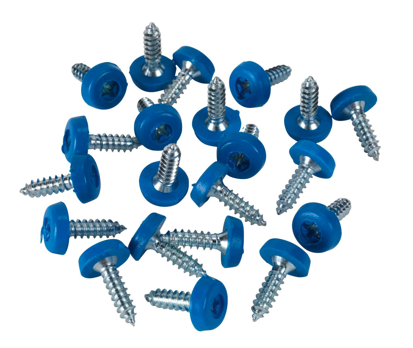 Blue Number Plate Screws - Polytop Screws - Polytops - Pack 100