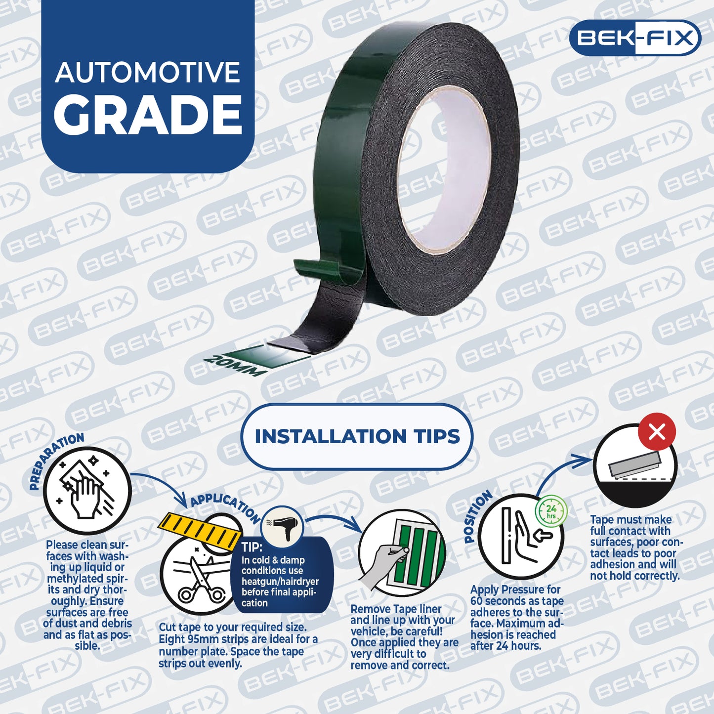 Number Plate Adhesive Tape, Registration Plate Sticky Tape, Double Sided Roll of License Plate Adhesive Tape, Auto Tape, Mounting Tape
