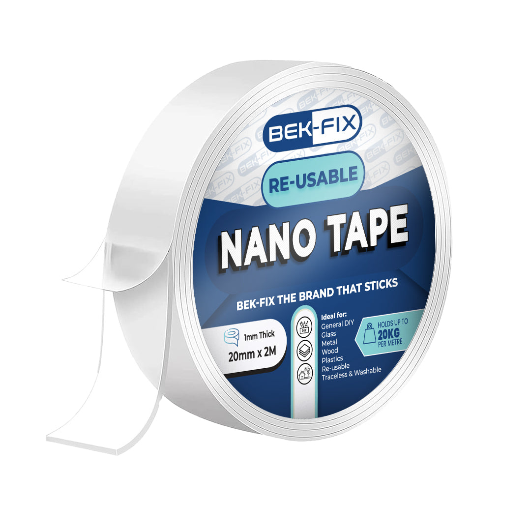 Heavy Duty Double-Sided Nano Tape | Multipurpose Clear Adhesive for Pictures, Posters & Wall Decor - Removable and Washable, Reusable Tape