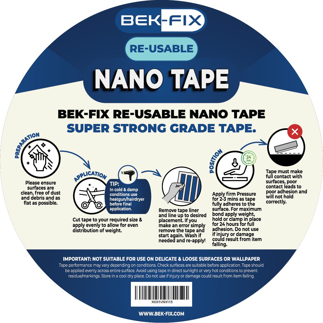 Heavy Duty Double-Sided Nano Tape | Multipurpose Clear Adhesive for Pictures, Posters & Wall Decor - Removable and Washable, Reusable Tape
