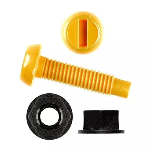 Yellow Plastic Number Plate Screws & Black Nuts Bolts Fixings Fittings 100 Pack