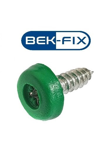 Green Number Plate Screws - Polytop Screws - Polytops - EV Green - Pack 100