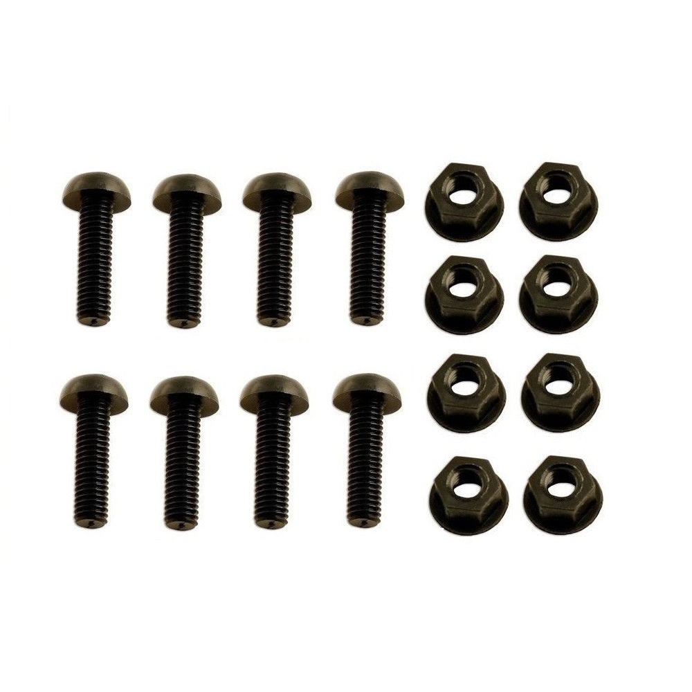 8 Black Plastic Number Plate Screws & 8 Black Nuts Bolts Fixings Fittings Fixers