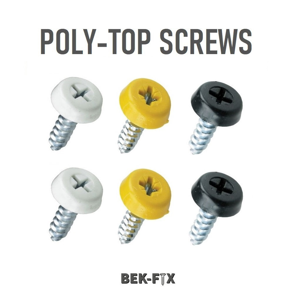 Number Plate Screws - Polytop Screws - Fixing Kit - Oversized - Moulded Head - 10G 18mm