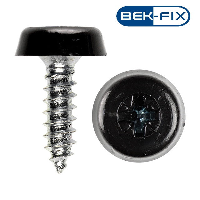 Black Number Plate Screws - Polytop Screws - Polytops - Pack 100