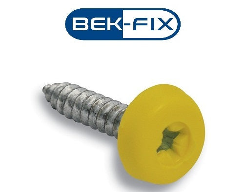 Yellow Number Plate Screws - Polytop Screws - Polytops - Pack 100