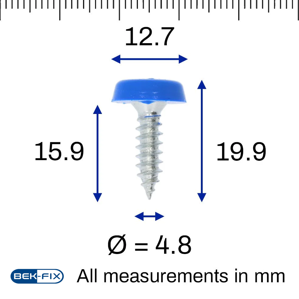 Number Plate Screws - Polytop Screws - Fixing Kit - Oversized - Moulded Head - 10G 18mm