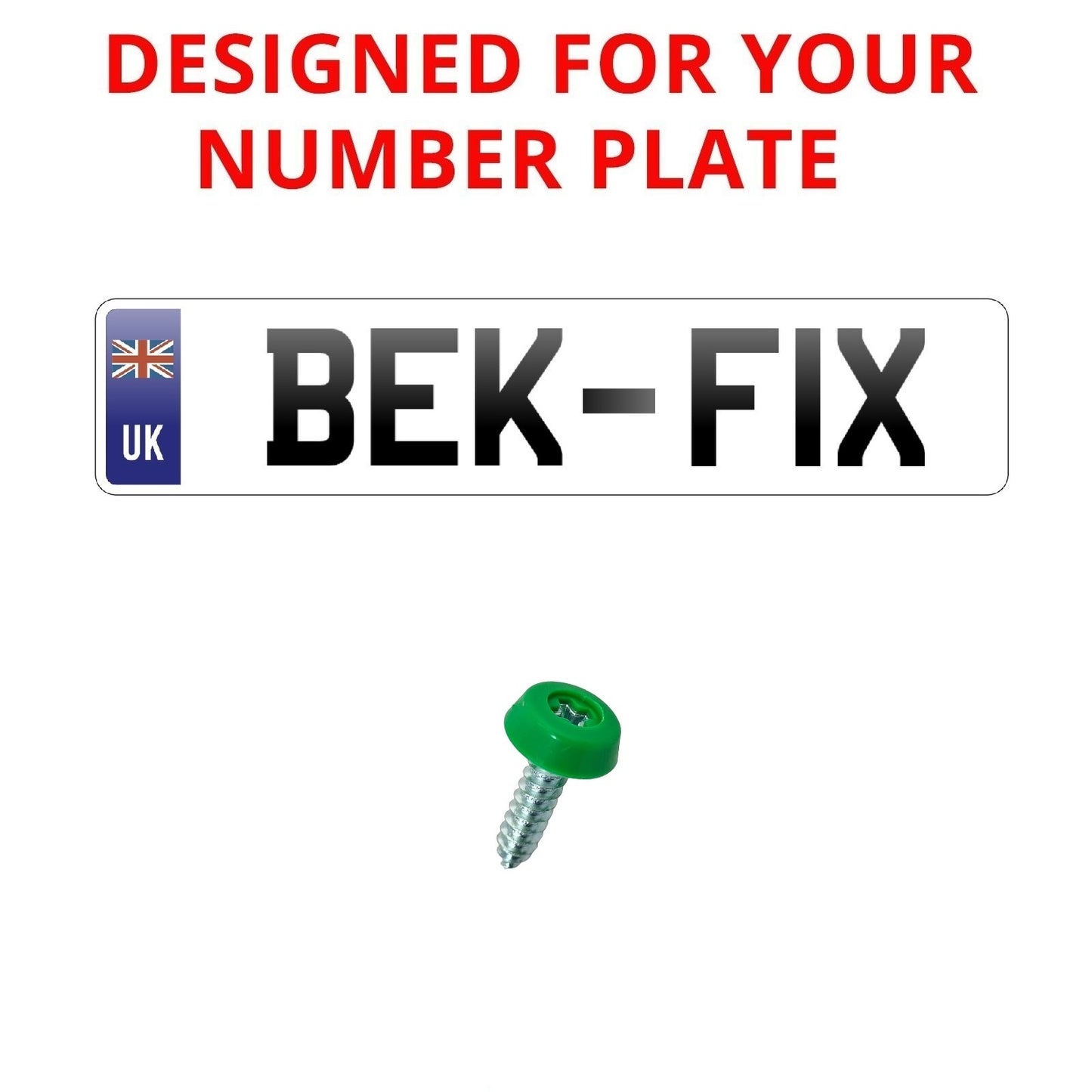 Green Number Plate Screws - Polytop Screws - Polytops - EV Green - Pack 100