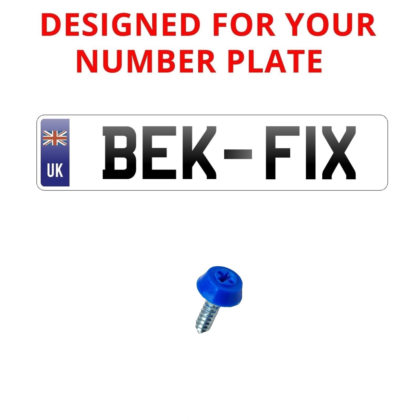 Blue Number Plate Screws - Polytop Screws - Polytops - Pack 100