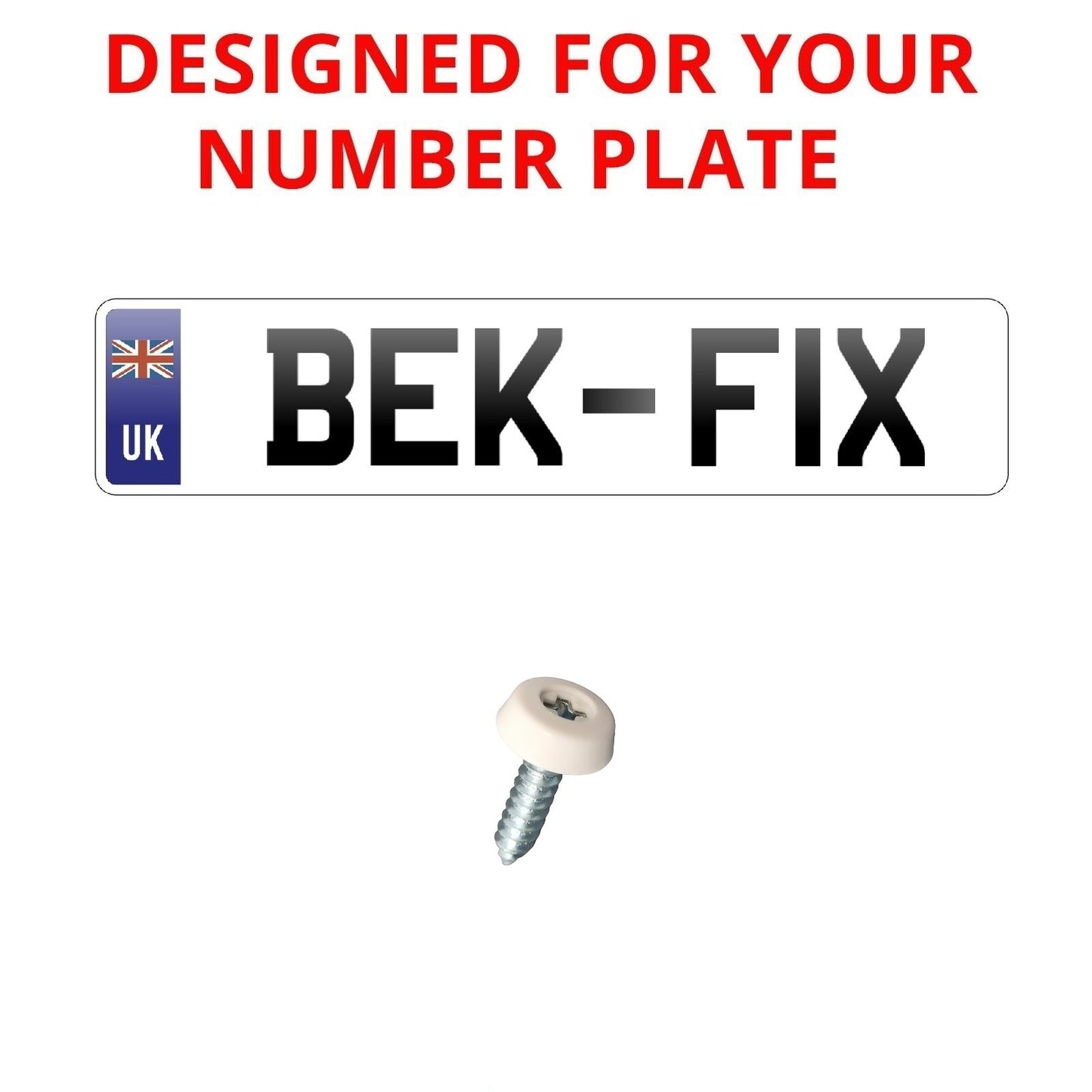 White Number Plate Screws - Polytop Screws - Polytops - Pack 100