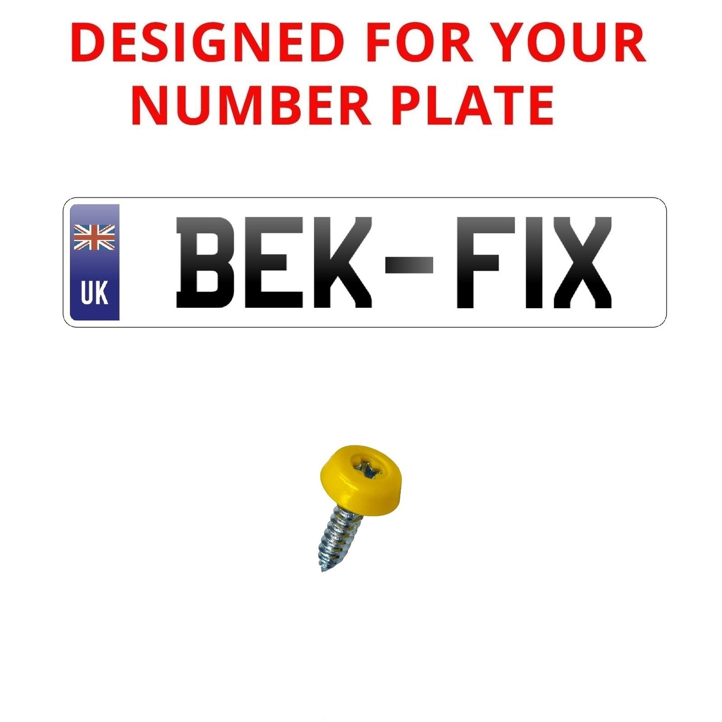 Yellow Number Plate Screws - Polytop Screws - Polytops - Pack 100