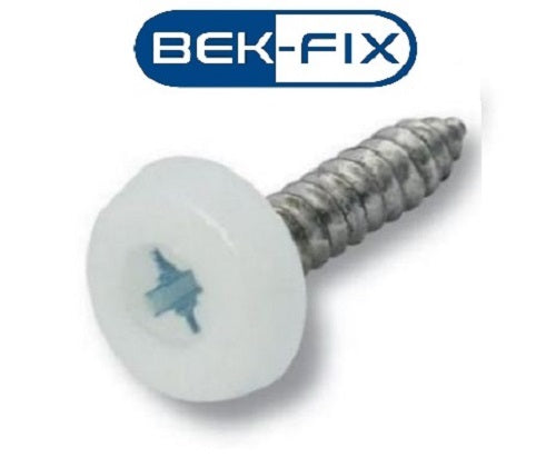 White Number Plate Screws - Polytop Screws - Polytops - Pack 100