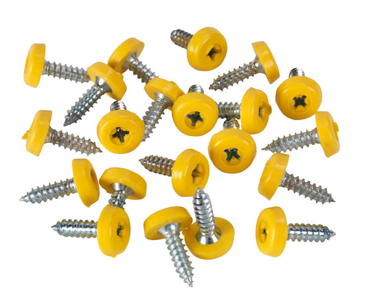 Yellow Number Plate Screws - Polytop Screws - Polytops - Pack 100