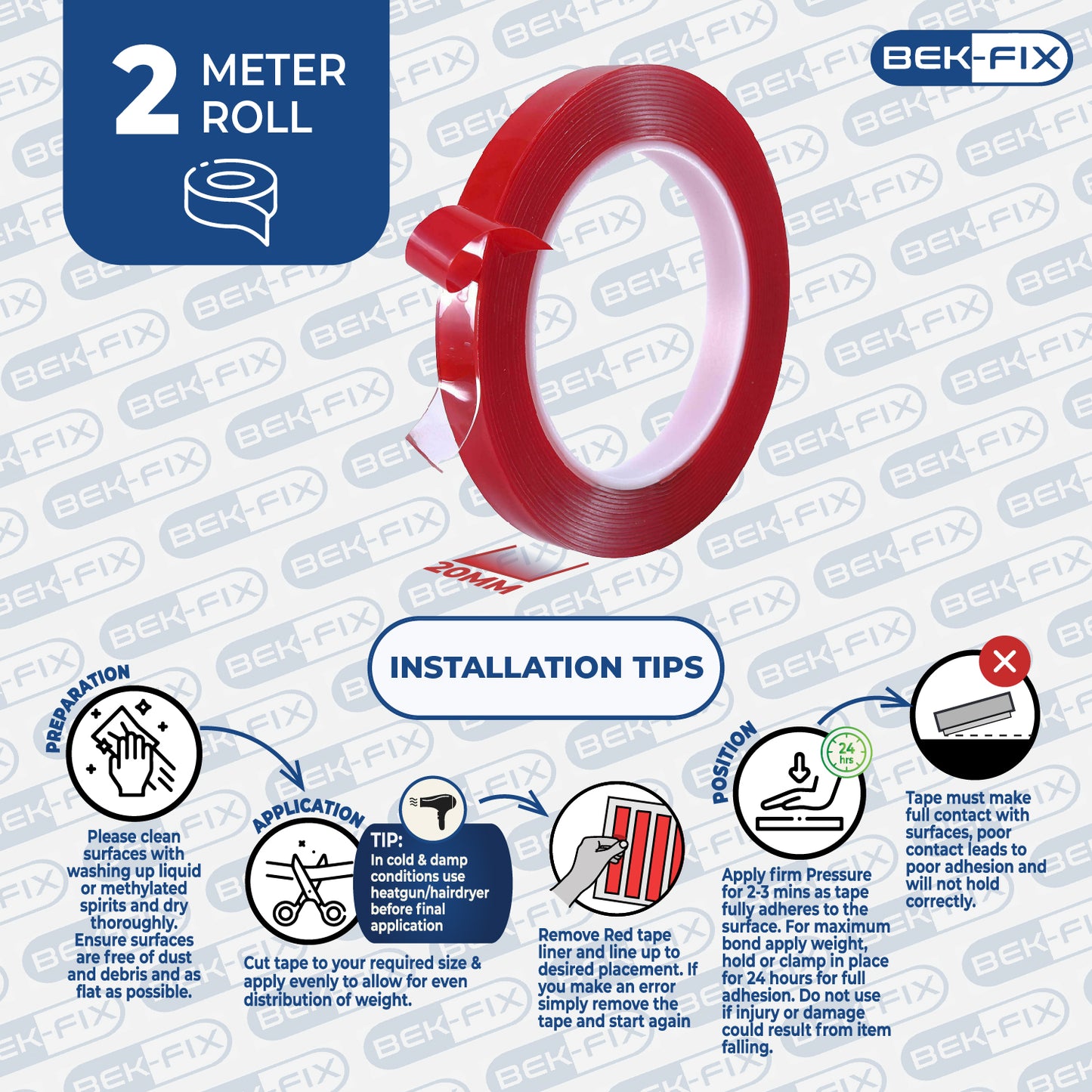 Mounting Tape, Heavy Duty Double Sided Mount Tape, Waterproof Adhesive for Brick, Glass & Metal, No Screws Nails or Glue, Indoor Outdoor use