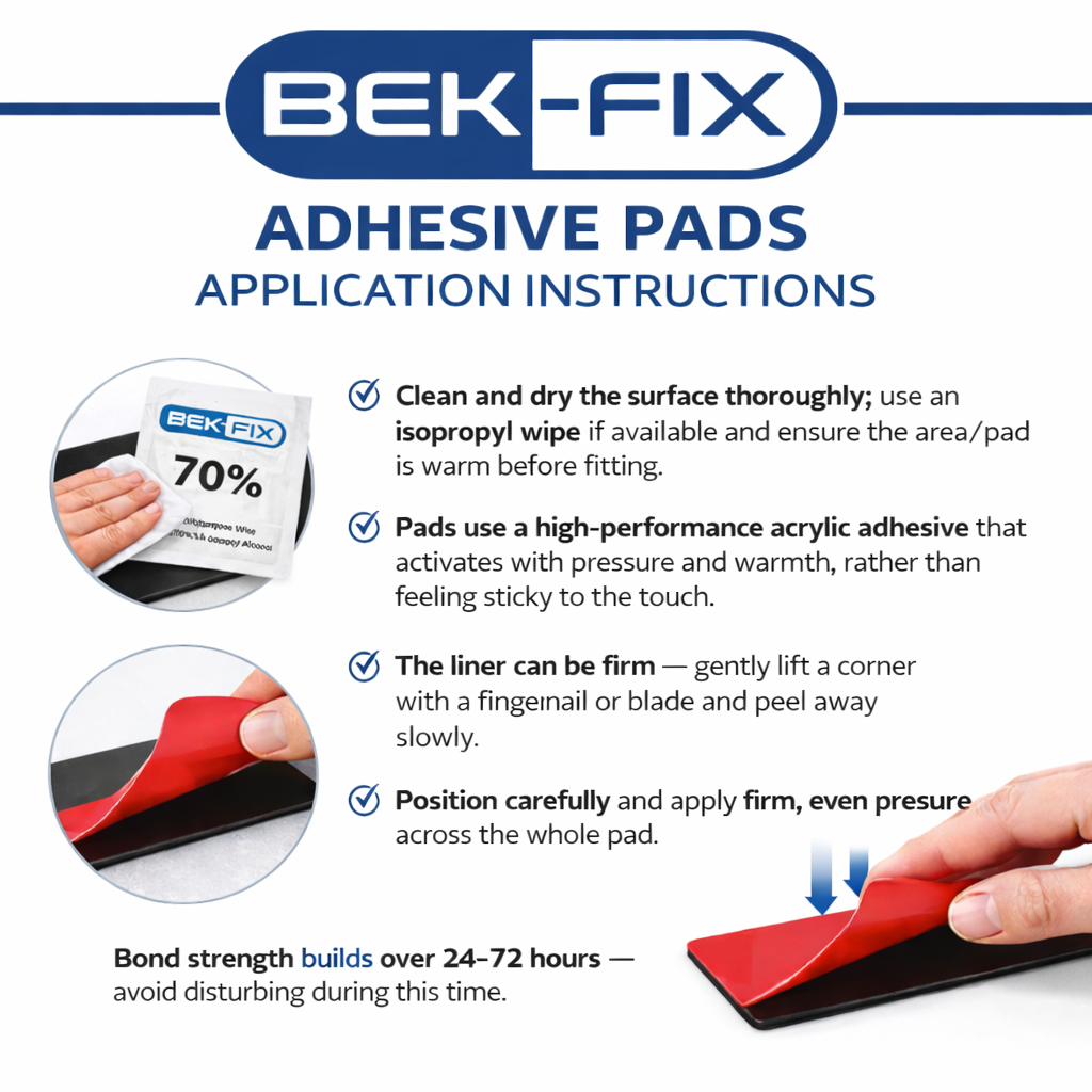 Number Plate Sticky Pads Double Sided Heavy Duty Fixing Strips x10 | BEK-FIX®