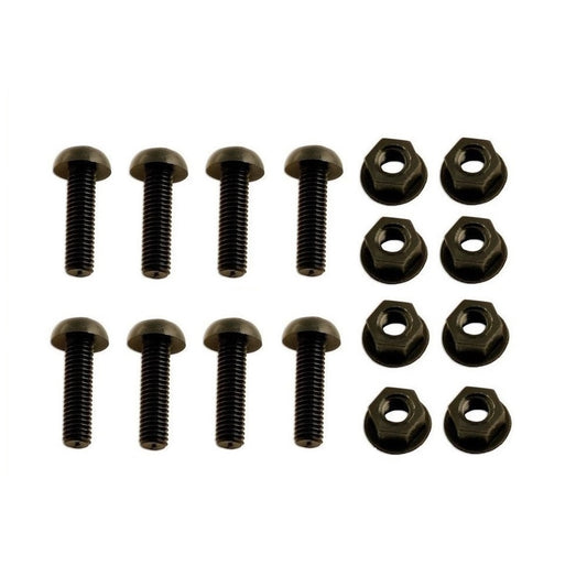 8 Black Plastic Number Plate Screws & 8 Black Nuts Bolts Fixings Fittings Fixers