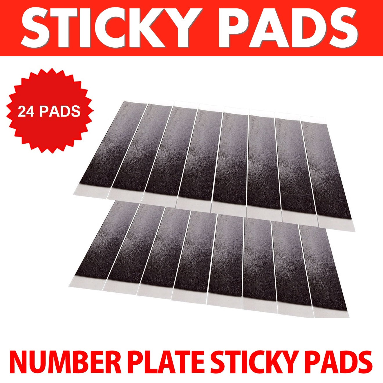 NUMBER PLATE STICKY PADS DOUBLE SIDED SELF ADHESIVE WEATHERPROOF PADS BLACK 1MM