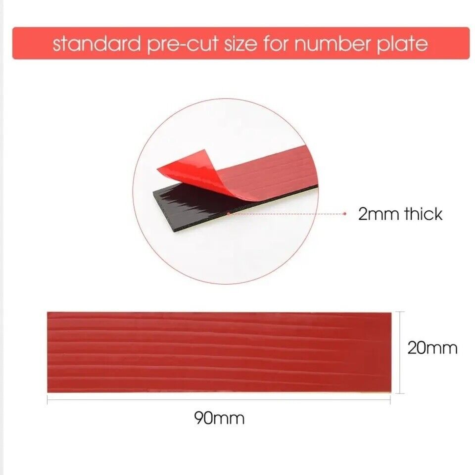 Number Plate Sticky Pads Double Sided Adhesive Tape Strips License Plate Holders 2mm Thick